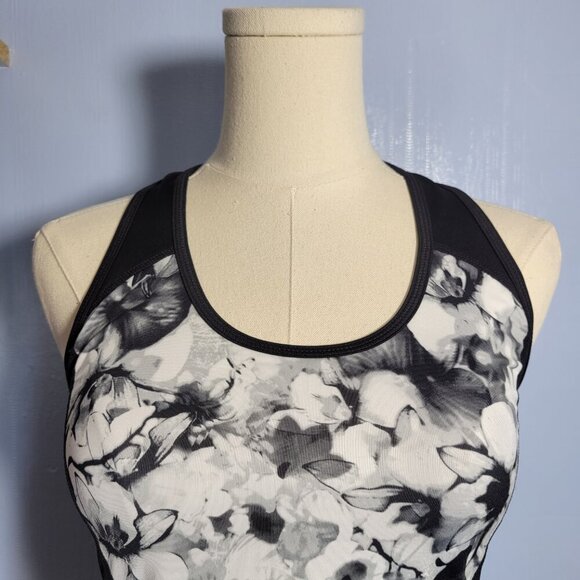 Ideology Extra Small Black White Floral Racerback Lightweight Workout Tank Top - Picture 2 of 9